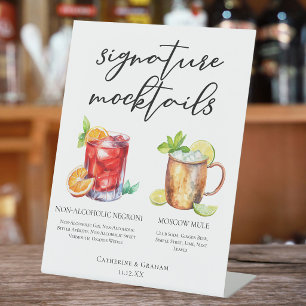 Signe De Table Menu de Mocktails Élégants pour Soirée de Mariage