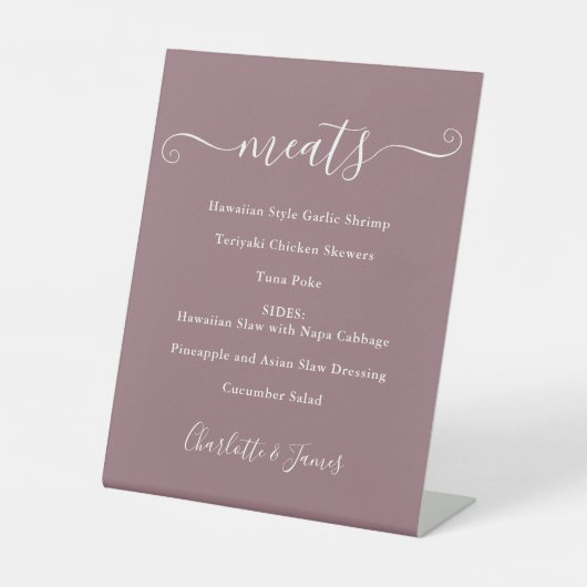 Signe De Table Menu de nourriture écriture signature mauve (Recto)