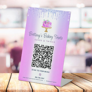 Signe De Table Menu de numérisation de code QR de la boulangerie 