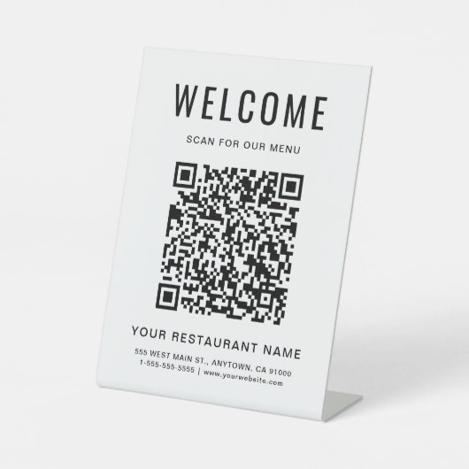 Signe De Table Menu de restaurant moderne sur table avec code QR (Recto)