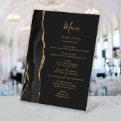 Signe De Table Menu de table de mariage élégant noir et or