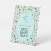 Signe De Table Menu de thé Code QR personnalisé couleur mignon (Recto)