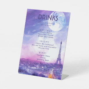 Signe De Table Menu des Boissons Amour Éternel à la Parisienne