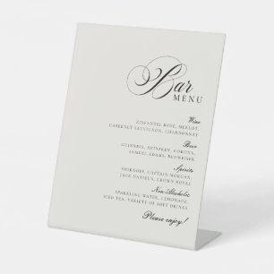 Signe De Table Menu des Boissons Classiques sur Fond Noir Ivoire
