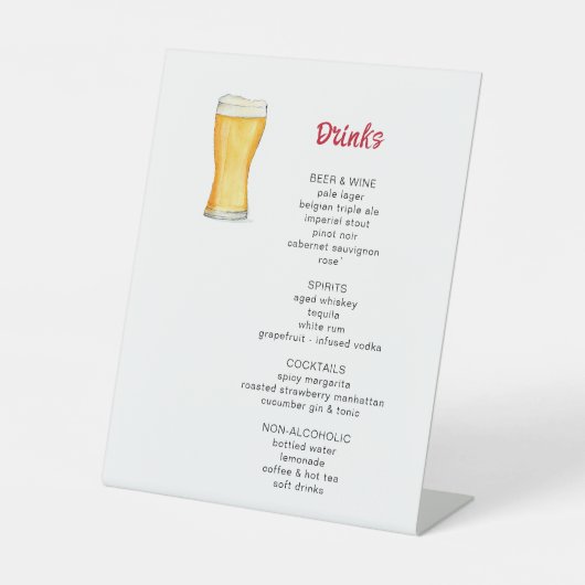Signe De Table Menu des boissons de la fête de la bière et de la  (Recto)