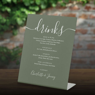 Signe De Table Menu des boissons de mariage à l'écriture de signa