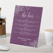 Signe De Table Menu des boissons de mariage violet prune et argen (In SItu)