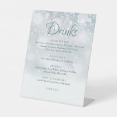 Signe De Table Menu des boissons Flocons de neige d'hiver (Recto)
