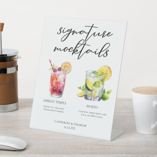 Signe De Table Menu des boissons sans alcool Shirley Temple Mojit (In SItu)