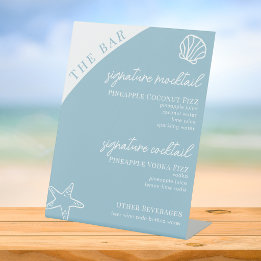 Signe De Table Menu des Boissons Signature Editable Bar de Plage