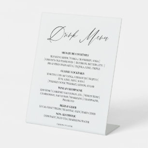 Signe De Table Menu des boissons signatures de mariage éditable s