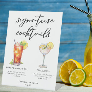 Signe De Table Menu des cocktails signature de mariage dans le ja