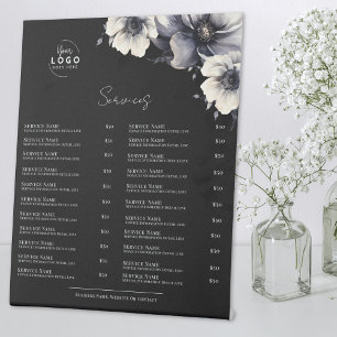 Signe De Table Menu des services en noir blanc