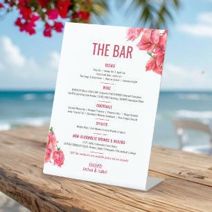 Signe De Table Menu du bar à boissons de mariage art rouge Bougai