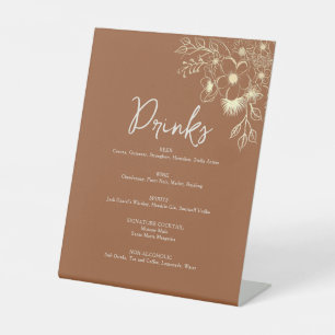 Signe De Table Menu du bar à boissons de mariage en terre cuite