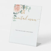 Signe De Table Menu du bar à cocktails à fleurs rose pâle (Recto)