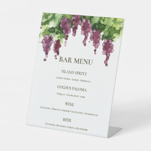 Signe De Table Menu du bar de mariage au vignoble du vigneron
