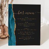 Signe De Table Menu du bar de mariage bleu sarcelle or agate fonc