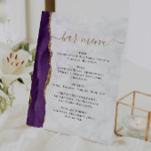 Signe De Table Menu du bar de mariage Marbre Agate Violet Or