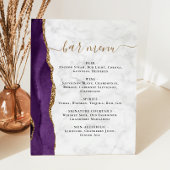 Signe De Table Menu du bar de mariage Marbre Agate Violet Or
