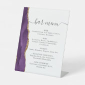 Signe De Table Menu du bar de mariage Purple Gold Agate (Recto)