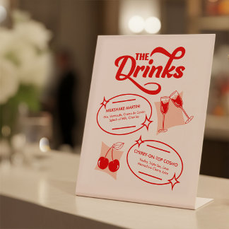 Signe De Table Menu du bar de mariage Retro Diner