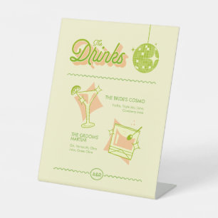 Signe De Table Menu du bar de mariage rétro disco
