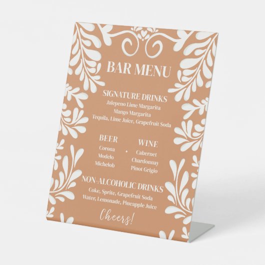 Signe De Table Menu du bar de mariage Talavera mexicain (Recto)