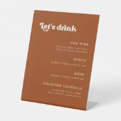 Signe De Table Menu du bar du Mariage Burnt Orange (Recto)