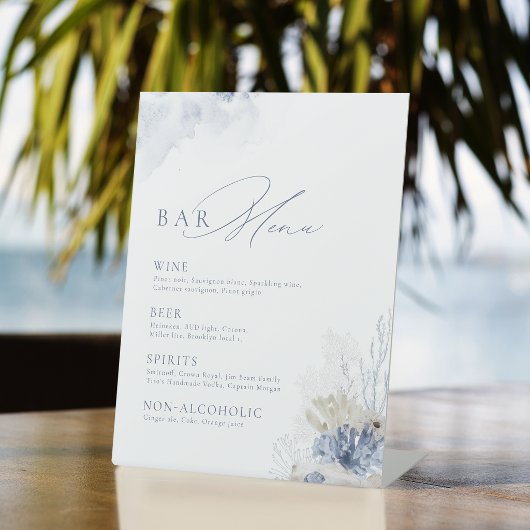Signe De Table Menu du Blue Coral & Seashells Beach Bar
