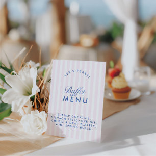 Signe De Table Menu du buffet Rose Poudré et Bleu Nuit Enterremen