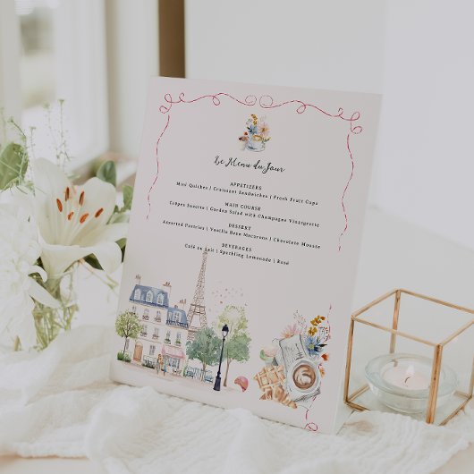 Signe De Table Menu du Jour | Café Parisien Aquarelle