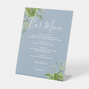 Signe De Table Menu du Mariage Floral Dusty Blue