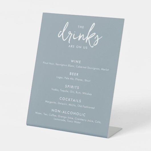 Signe De Table Menu du Mariage moderne Dusty Blue (Recto)
