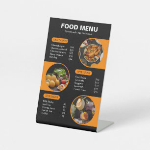 Signe De Table Menu du restaurant géométrique Orange et Black Bol
