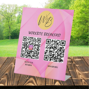 Signe De Table Menu du restaurant moderne de la vague rose Instag