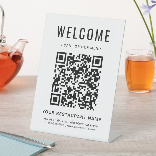 Signe De Table Menu du restaurant moderne QR Code Table (In SItu)