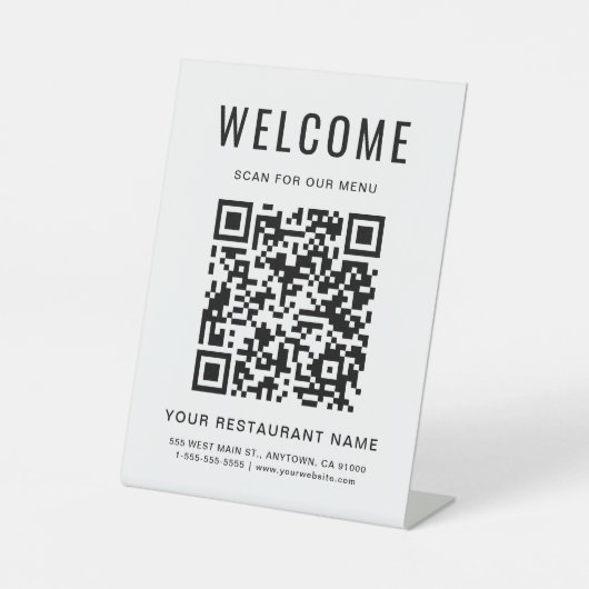 Signe De Table Menu du restaurant moderne QR Code Table (Recto)