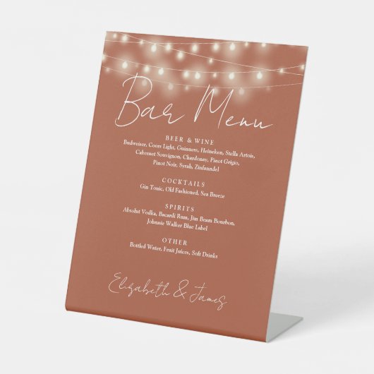 Signe De Table Menu Élégant barre de script de la chaîne de Terra (Recto)