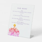 Signe De Table Menu élégant du bar à robe Quinceañera (Recto)