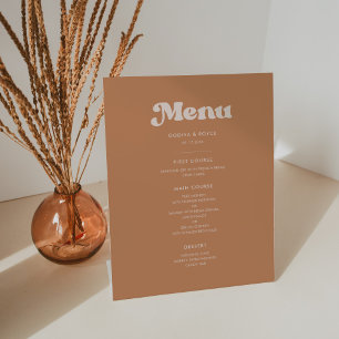 Signe De Table Menu élégant rétro à sucre brun mariage