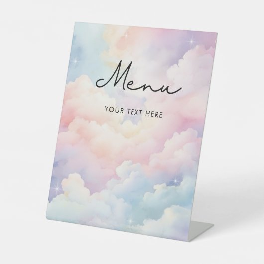Signe De Table Menu Elle est sur un nuage Menu Baby Shower (Recto)