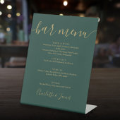 Signe De Table Menu Emerald Green And Gold Script Mariage Bar