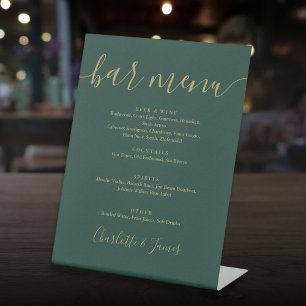 Signe De Table Menu Emerald Green And Gold Script Mariage Bar