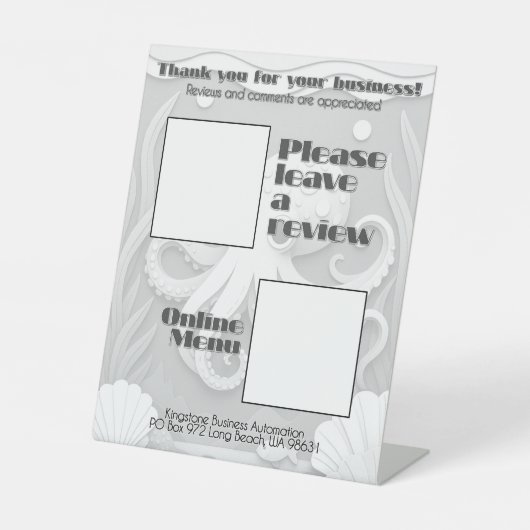 Signe De Table Menu en ligne des avis QR Sign (Recto)