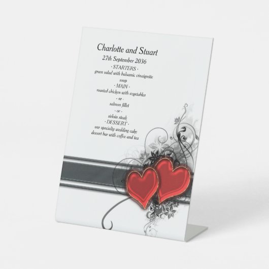 Signe De Table Menu Fleurs bleues et papillons (Recto)