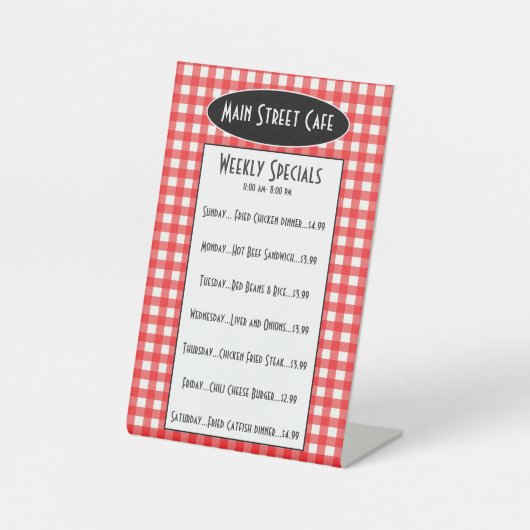 Signe De Table Menu Hebdomadaire de la Table Spéciale du Café Rét (Recto)
