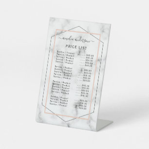 Signe De Table Menu Liste des prix de marbre moderne Signal de pi