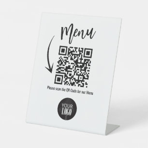 Signe De Table Menu Logo Code QR Tablette de Commerce Moderne