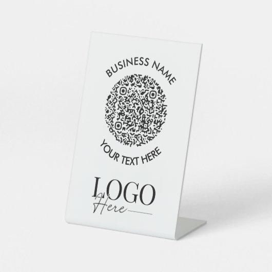 Signe De Table Menu Logo QR Code Moderne Minimal Simple (Recto)